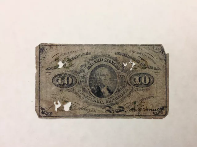 ~ Ten 10 Cents Third Issue Fractional Currency Civil War Note - Free Shipping