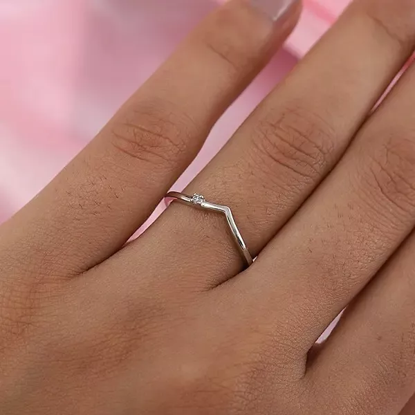 Diamond Wishbone Ring in Platinum Overlay Sterling Silver