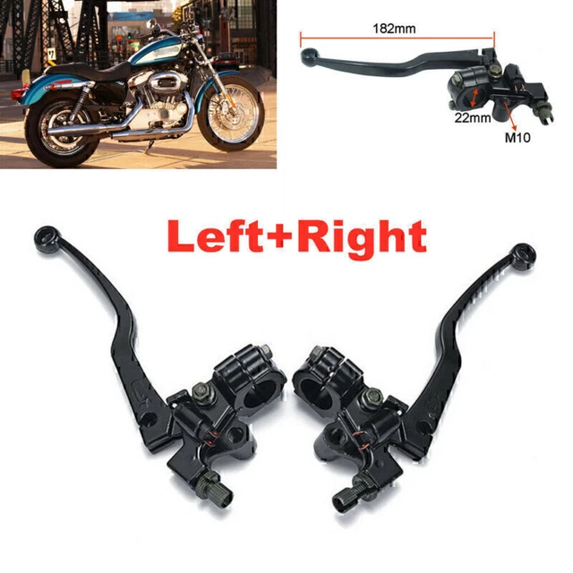 2PCS CNC Aluminum 7/8" 22MM Motorcycle Bike Handle Front Brake Lever With Clutch