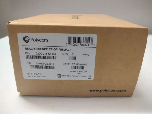 Polycom Real Presence Trio Visual + 2200-21540-001 New in Box