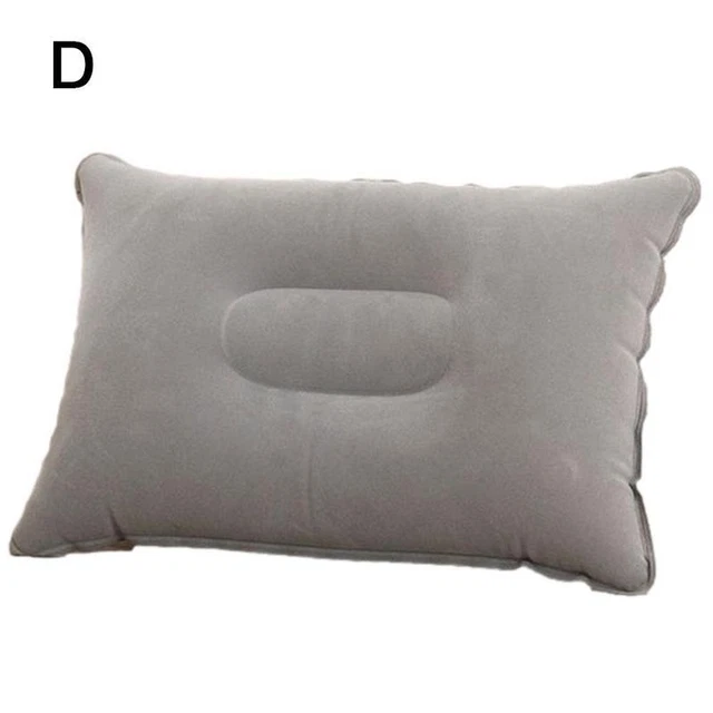 Gray Inflatable Camping Pillow Blow Up Festival Outdoors Cushion Travel C FAS A5