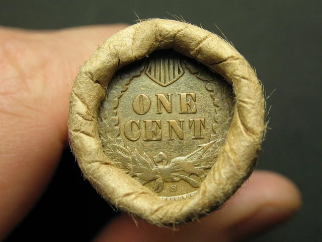 ESTATE COIN ROLL 50ct LINCOLN WHEAT CENT PENNIES w/S-MINT INDIAN HEAD! LOT 200ss