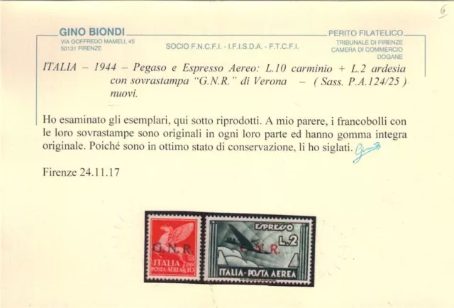 ITALIA RSI 1943 Posta aerea (Verona) 9v MNH** © 2