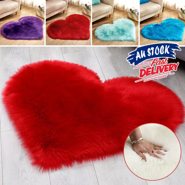 Heart Shape Carpet Rug Bedroom Fluffy Floor Mat Shaggy Rugs Area Anti-Skid