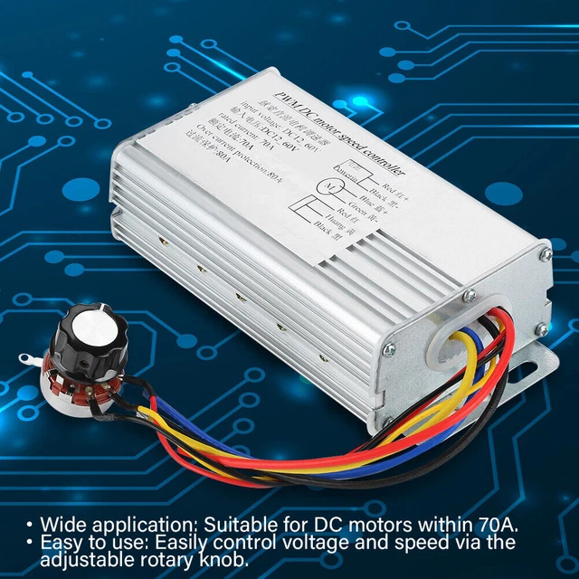 70A DC 12V-60V PWM Motors Speed Controller Adjustable Drive Control Regulator