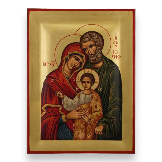 Icono de la Sagrada Familia - Icono bizantino ortodoxo griego hecho a mano...