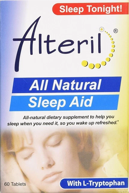 Ayuda para dormir Alteril totalmente natural con L-triptófano, 60 tabletas cuentan