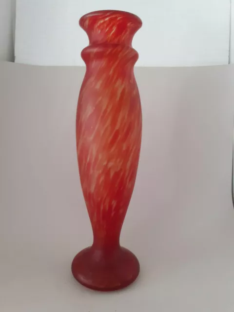Ancien Vase En Pate De Verre Rouge Art Deco