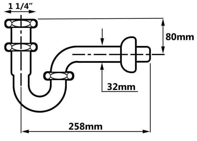 Basin Drain Waste Antique Brass P-Trap 1 1/4" Inch BSP x 32mm Decorative Sink 2