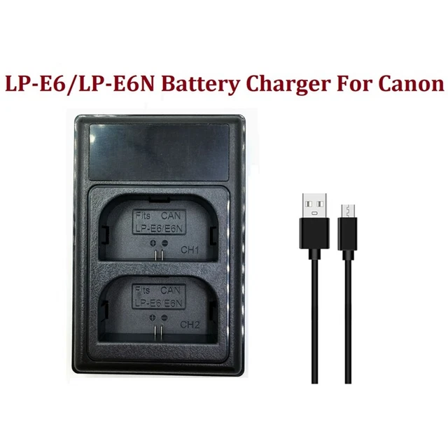 LP-E6/LP-E6N Cargador USB Dual Batería Cargador 5D II III IV 5DS 5DS R 6D S5U6