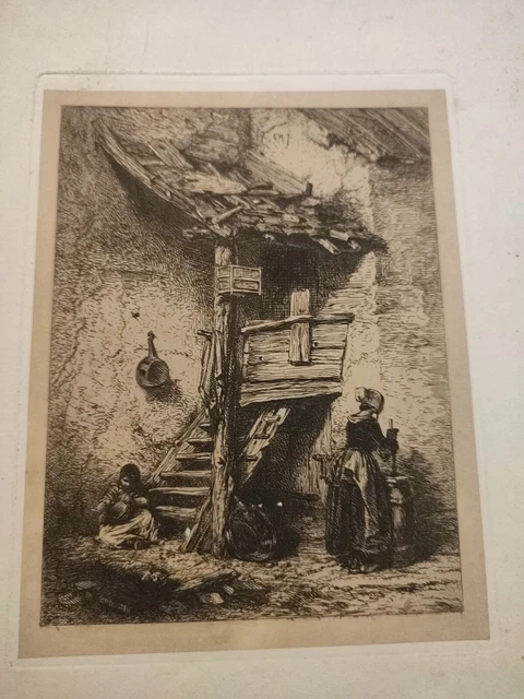 Gravure Un Escalier Par Charles Émile Jacques 1845