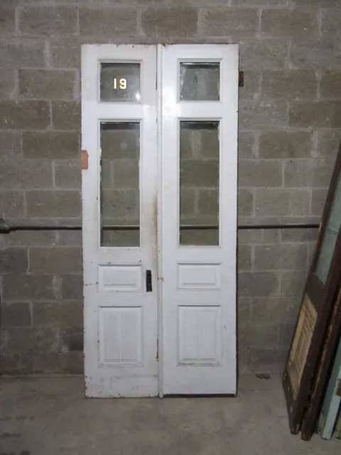 ~ ANTIQUE DOUBLE ENTRANCE FRENCH DOORS ~ 41.5 x 94 ~ ARCHITECTURAL SALVAGE