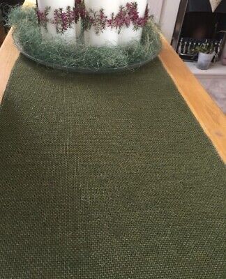 Olive Green  Handmade 100% Natural Hessian Burlap Table Runner 30cm x 120cm