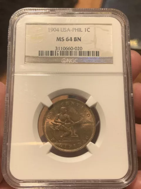 1904 Us Philippines One Centavo Ngc Ms 64 Bn Km163