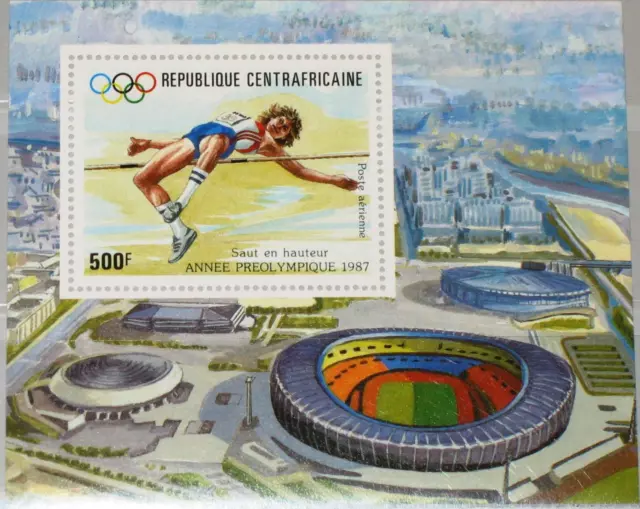 CAR CENTRAL AFRICAN REPUBLIC 1987 Block 420 S/S C334 High Jump Olympics Seoul **