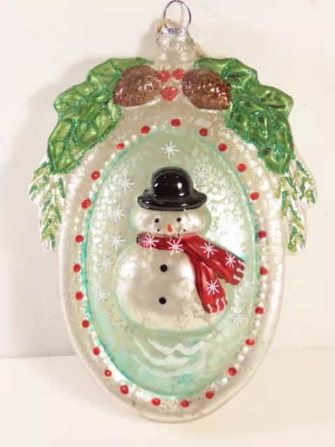 Blown Glass Snowman Christmas Ornament Vintage Hand Painted  5.5"H C6907