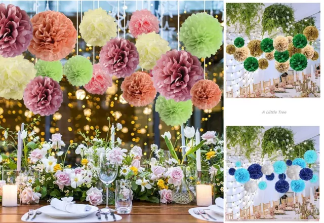 16PCs Tissue Paper Pom Poms PomPoms Birthday Wedding Party Hanging Decorations