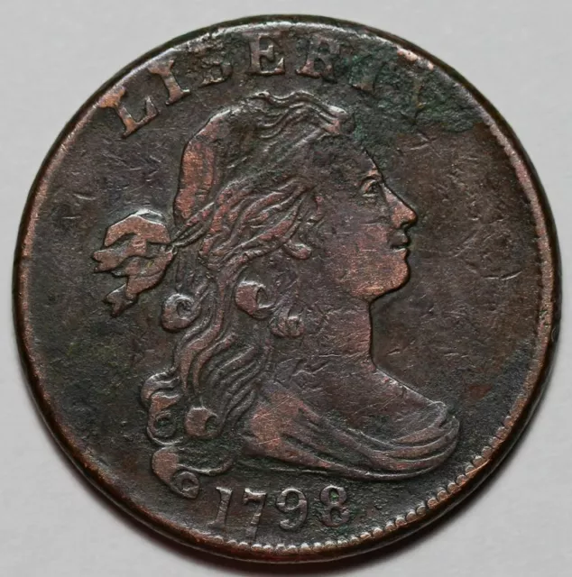 1798 Draped Bust Large Cent - 2nd Hair Style - Rotated Die - 1c Copper Penny