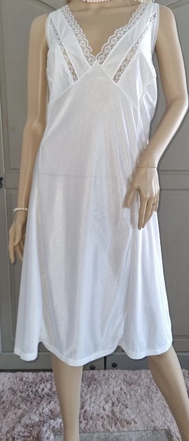 Busto Completo Donna Bianco Trasparente Seta Morbido 100% Nylon Taglia 30Uk Xxxl 56"