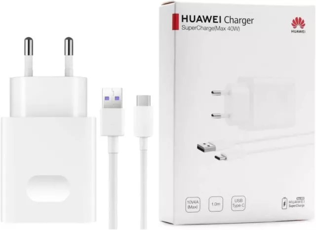 Original Huawei Chargeur Rapide 40W Câble de Données Adaptateur Secteur Usb-C