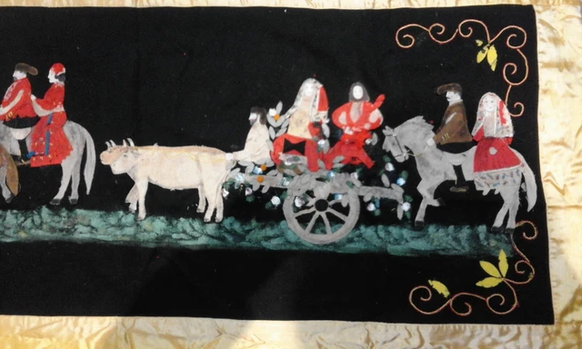 Importante Arazzo Sardo Dipinto 1920, Eseguito da Maestro, Museale , 60x130 .