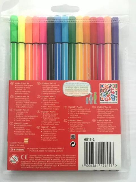 STABILO PEN 68 FASERMALER Filzstift 15 STÜCK INKL. 5 NEONFARBEN NEU 2