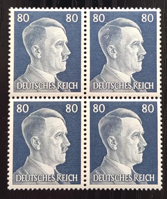 GERMAN EMPIRE THIRD REICH ORIGINAL 1941 ADOLF HITLER 80Pf STAMP BLOCK MNH