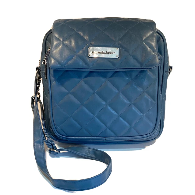 Samantha Brown RFID Protected Blue Quilted Soft Pliable Crossbody Bag Purse