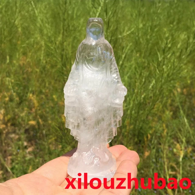 1pc Natural Clear White Quartz Crystal Virgin Mary Carved Skull Reiki Healing
