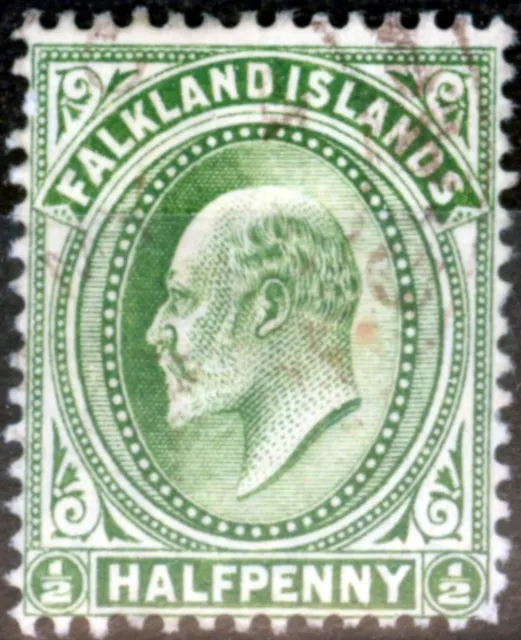 Falkland Islands 1908 1/2d Pale Yellow-Green SG43b Fine Used South Georgia CD...