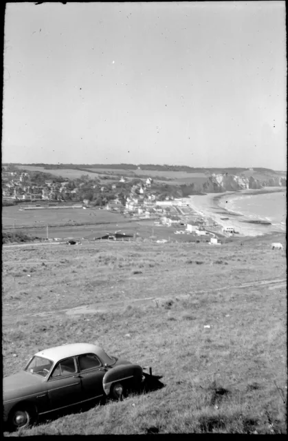 Beachfront Landscape Car - Antique Photo Negative Year 1950