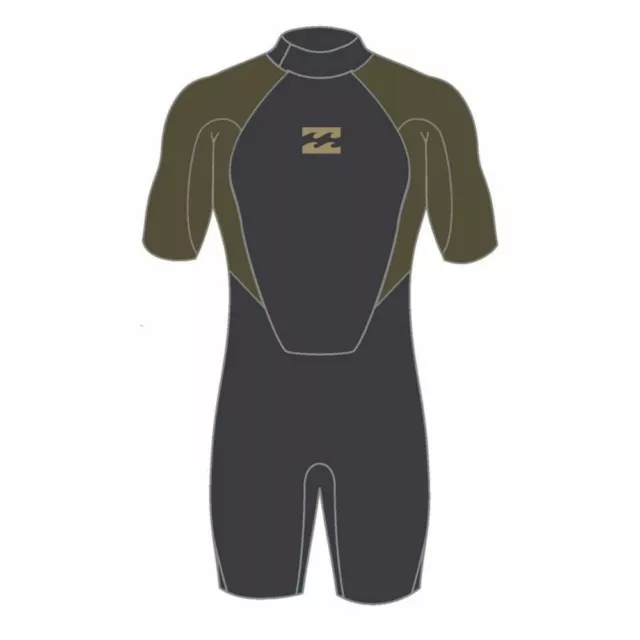 Billabong Mens Intruder Back Zip Flat Lock Shortie Wetsuit Black SAVE 40%