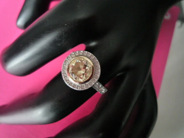 Bague Cocktail Hibou Plaqué Or Blanc Et Strass - Taille 8, Style Déclaration, Occasion