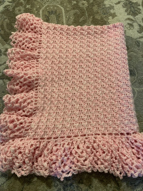  New Soft Pink Marble Hand Crocheted Baby Afghan/Blanket
