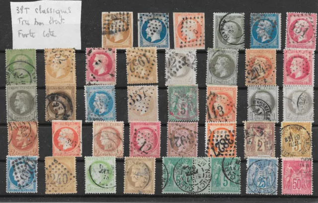 Lot de 38 timbres classiques france Très bon Etat Forte cote