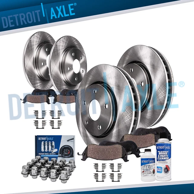 FRONT & REAR Disc Rotors + Brake Pads w/20pc Lugnuts for 20142019