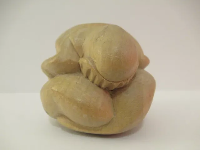 Weeping Buddha Monk Wood Sculpture Hand Carved Vintage