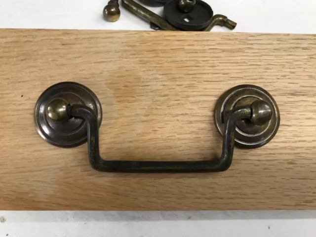 RARE 18th CENTURY CHIPPENDALE 4” BRONZE Original Period Patina DRAWER PULLS!