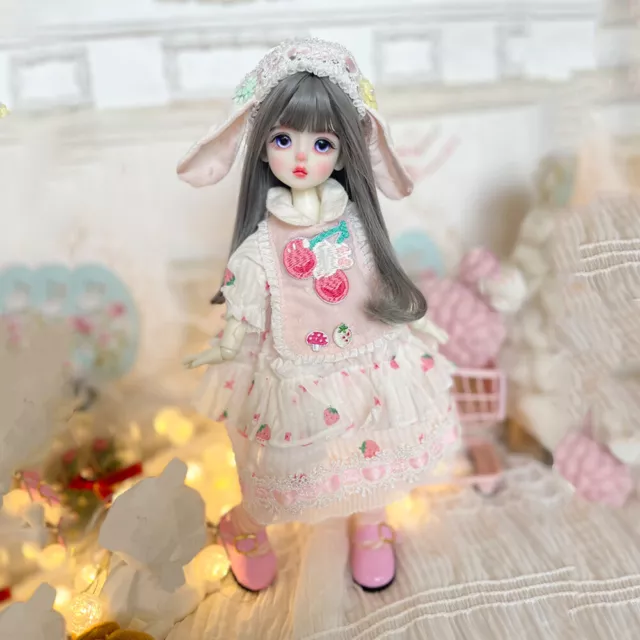 Set completo 1/6 BJD bambola trucco viso occhi parrucche scarpe vestite ragazza bambini regalo di Natale 3