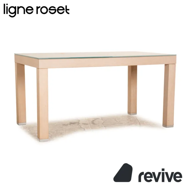 Eureka Roset Line Oak Wood & Glass Dining Table Brown