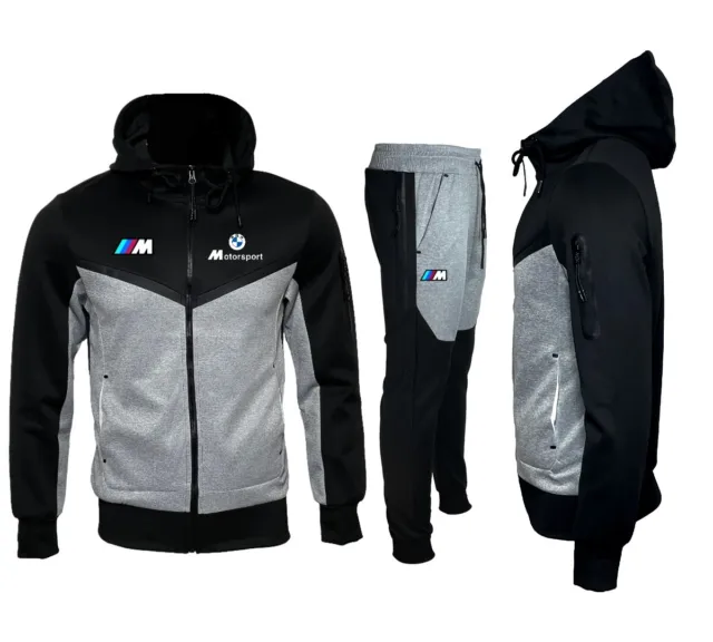 Jogging survêtement homme logo BMW Motorsport noir et gris 2024 nouveauté T230-A