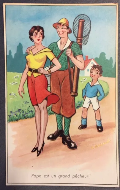 Carte postale Humoristique - Papa est un grand pêcheur ! (32)