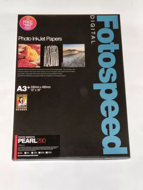 Fotospeed 7D595 - A3+ - Photo Smooth Pearl 290gsm Inkjet Paper - 25 Pack