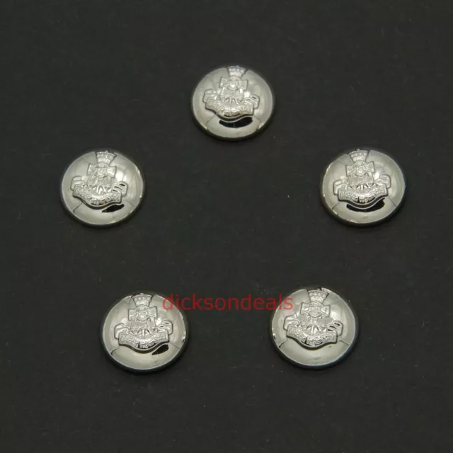 5 Military Buttons Green Howards Silver Coloured Plastic 15mm 18mm 21mm or 25mm