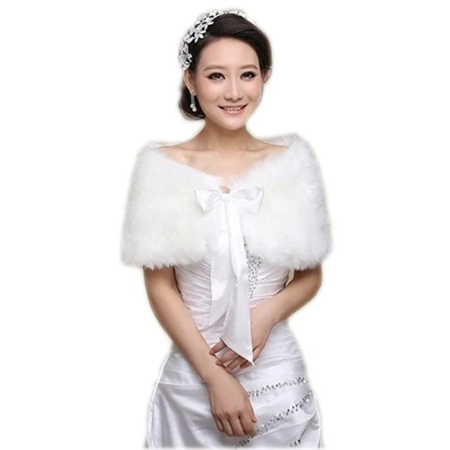 Giacche Sposa Avvolgimento Matrimonio Sposa Scialle Inverno Capo Peluche Avvolgimento Pelliccia Scialle