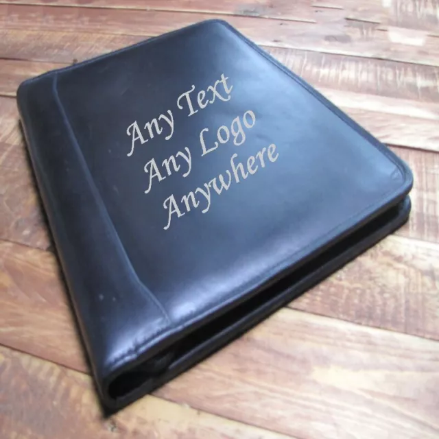 Black Leather A4 Business Folder Portfolio with option to PERSONALISE H0100