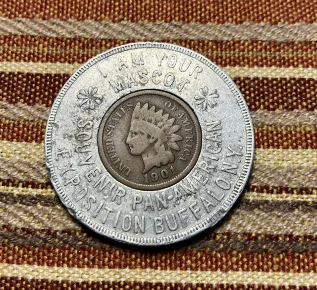 Encased 1901 Indian Head Cent Pan-American Expo Buffalo NY Lucky Penny