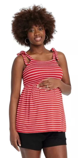 Isabel Maternity NWT Ingrid & Isabel Size S Red Stripe Tank Top Sleeveless Shirt