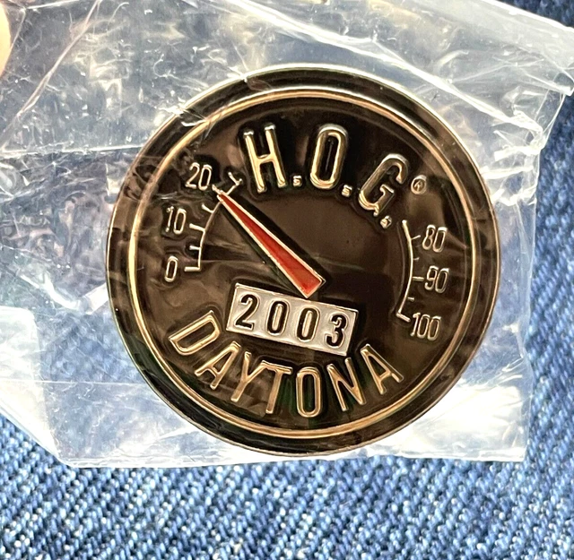 Harley Davidson Motorcycles HOG Daytona Beach 2003 Biker Jacket Speedometer PIN