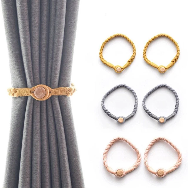 Magnetic Curtain Tiebacks Buckle Clips Holders Holdbacks Home Twisted Rope Strap